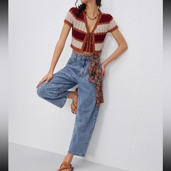 Mid rise pocket barrel leg jeans - Picture 4 of 10